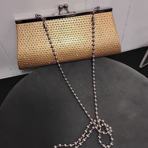 Glamorous Gold Clutch with Chain by [Brand]